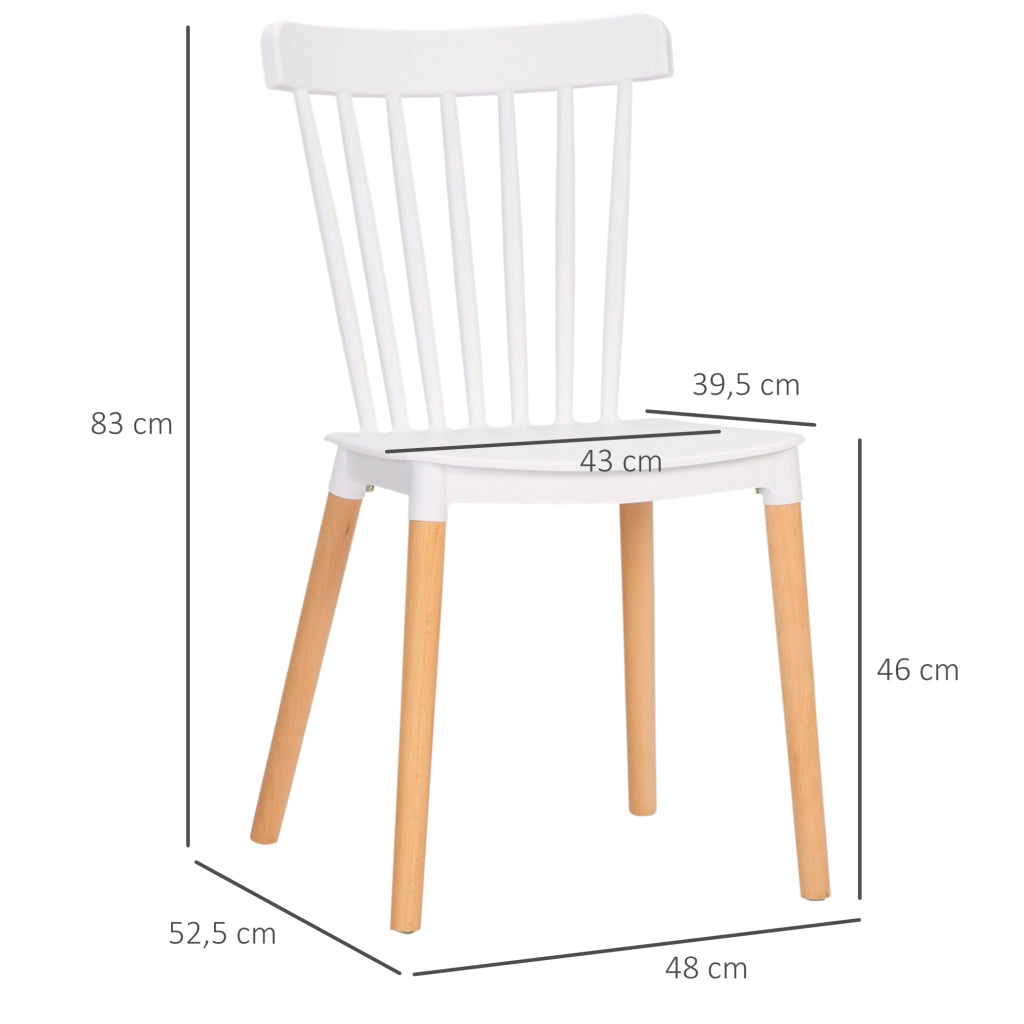 Set 4 Sedie Scandinave Schienale Alto ¨C Xylo ¨C Polipropilene Bianco Gambe Legno Hevea