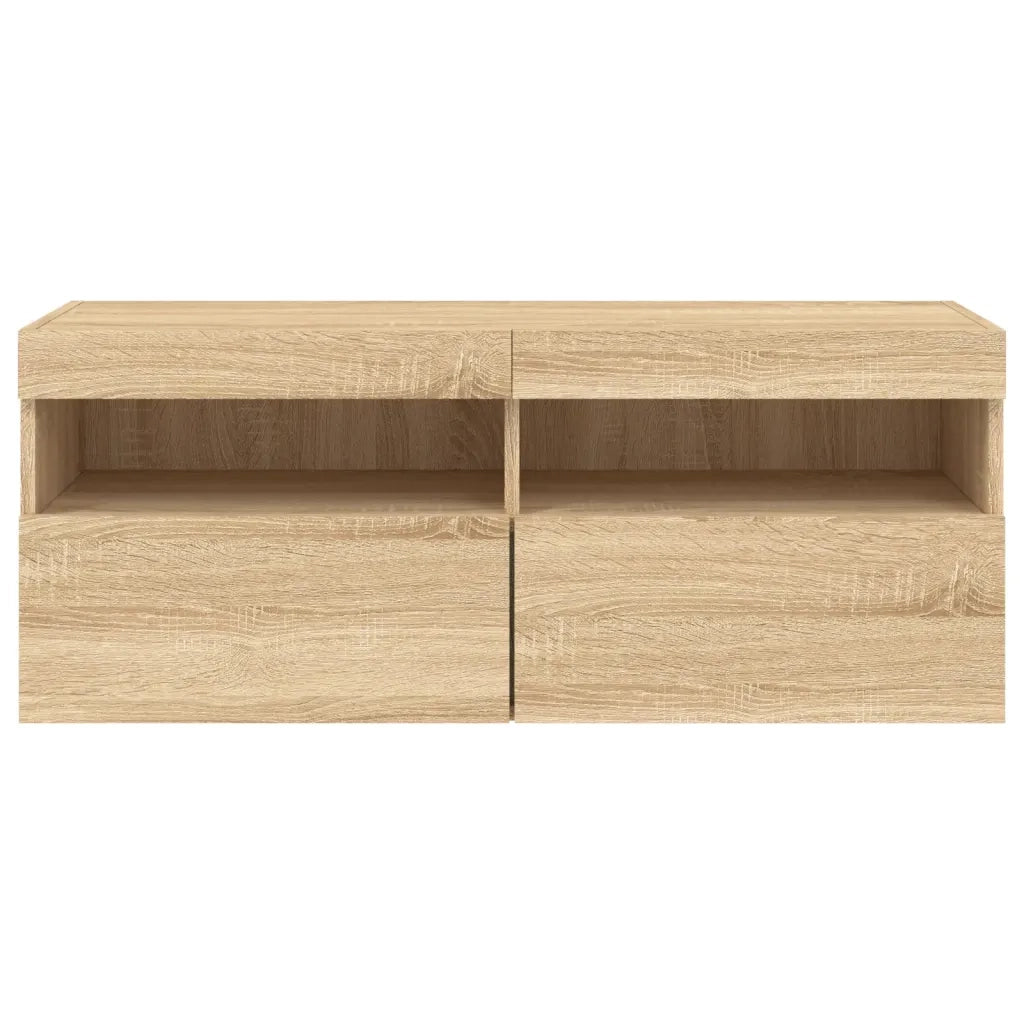 Mobile TV a Parete con Luci LED Rovere Sonoma 100x30x40 cm 837213
