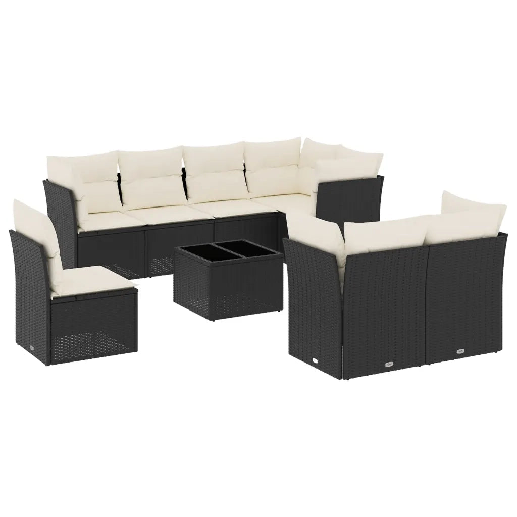 Set Divani da Giardino 9 pz con Cuscini Nero in Polyrattancod mxl 87187