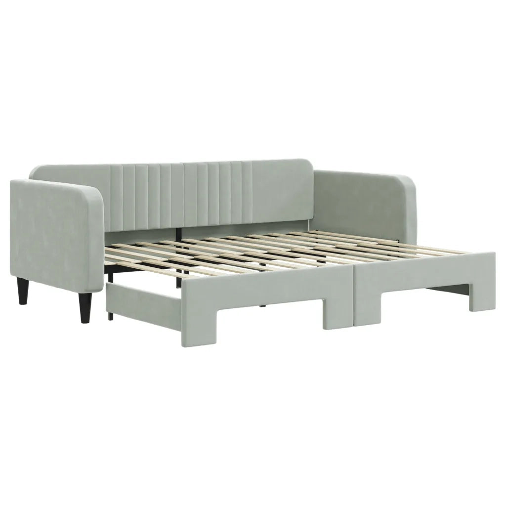 Divano Letto con Letto Estraibile Grigio Chiaro 90x200 Velluto 3197063