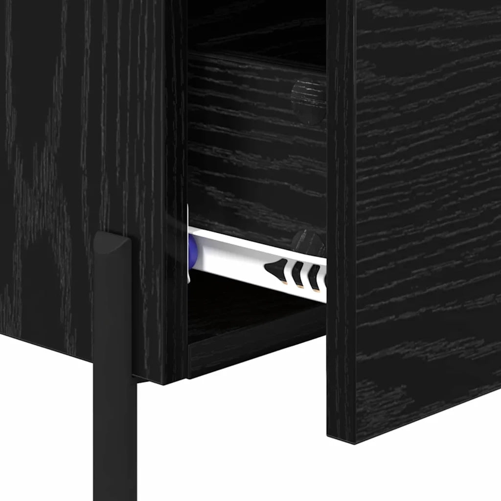 Comodino | Armadio da Notte | Mobiletto da notte con cassetto Rovere Nero 40 x 35 x 47,5 cm
