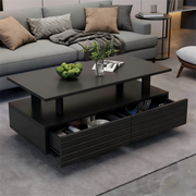 Tavolino da Caff¨¨ LED con Bluetooth ¨C MINIMAL ¨C Nero, Acrilico, Rettangolare, 2 Ripiani