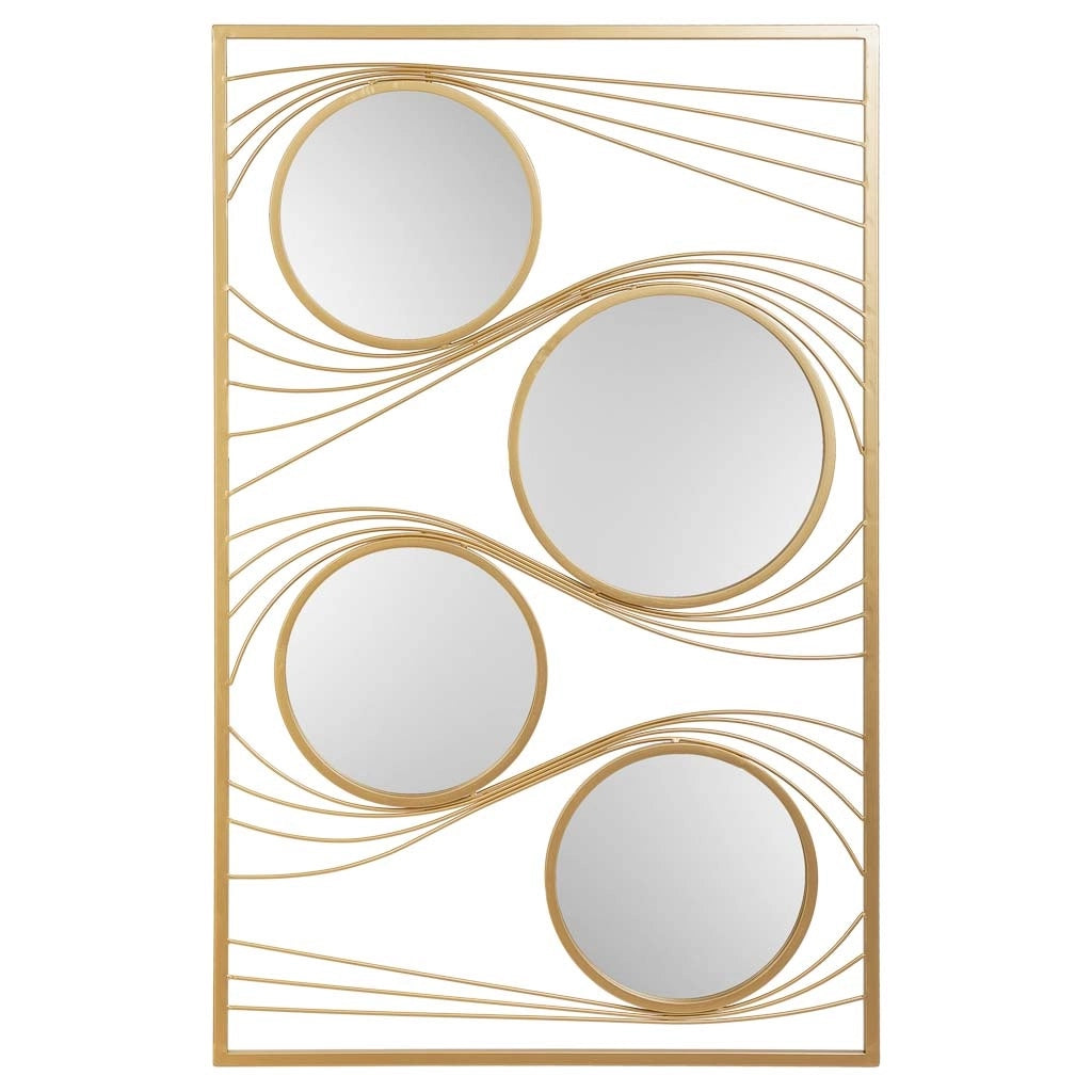 Specchio da parete rettangolare in metallo dorato 61x96x2