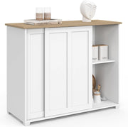 Credenza JANGO 100 cm con 2 ante scorrevoli bianche e piano in legno