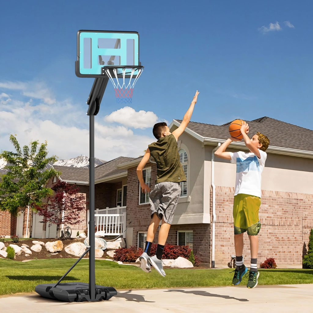 Canestro da Basket Esterno Regolabile 146-236cm con Ruote e Base Riempibile Nero ¨C zephmum ¨C Nero