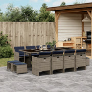 Set da pranzo da giardino da 13 pz con Cuscini in Polyrattan Grigio 3277752