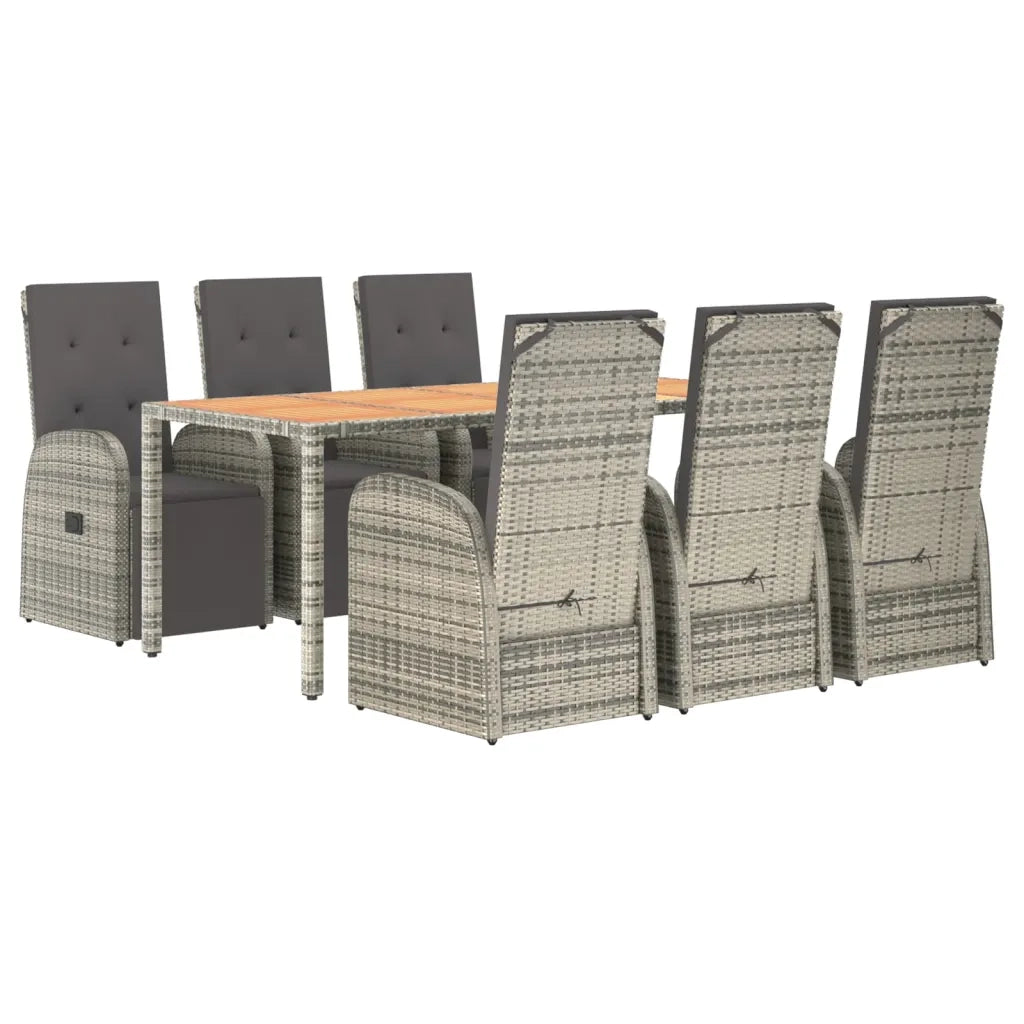 Set da Pranzo da Giardino 7 pz con Cuscini in Polyrattan Grigio 3157595