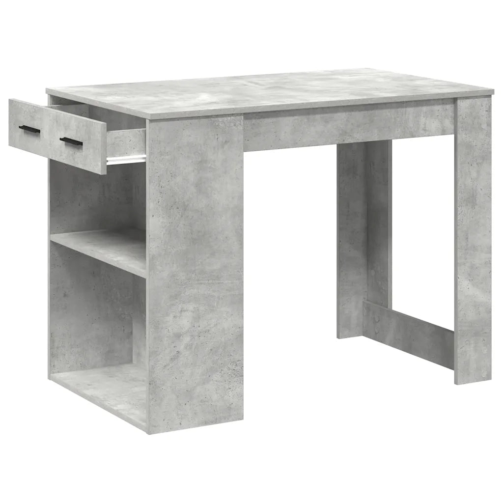 Scrivania con Cassetto Ripiano Grigio Cemento Legno Multistrato 858689