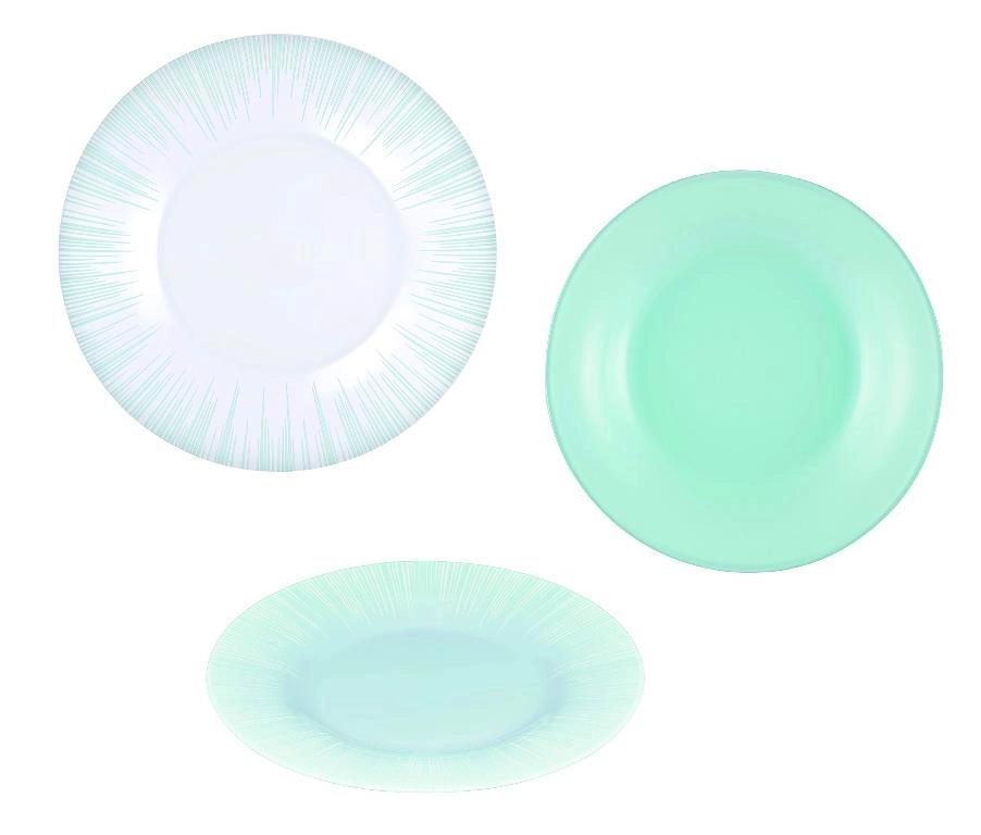Servizio di Piatti da Tavola in Vetro Focus Azzurro 18 Pezzi Pasahbace