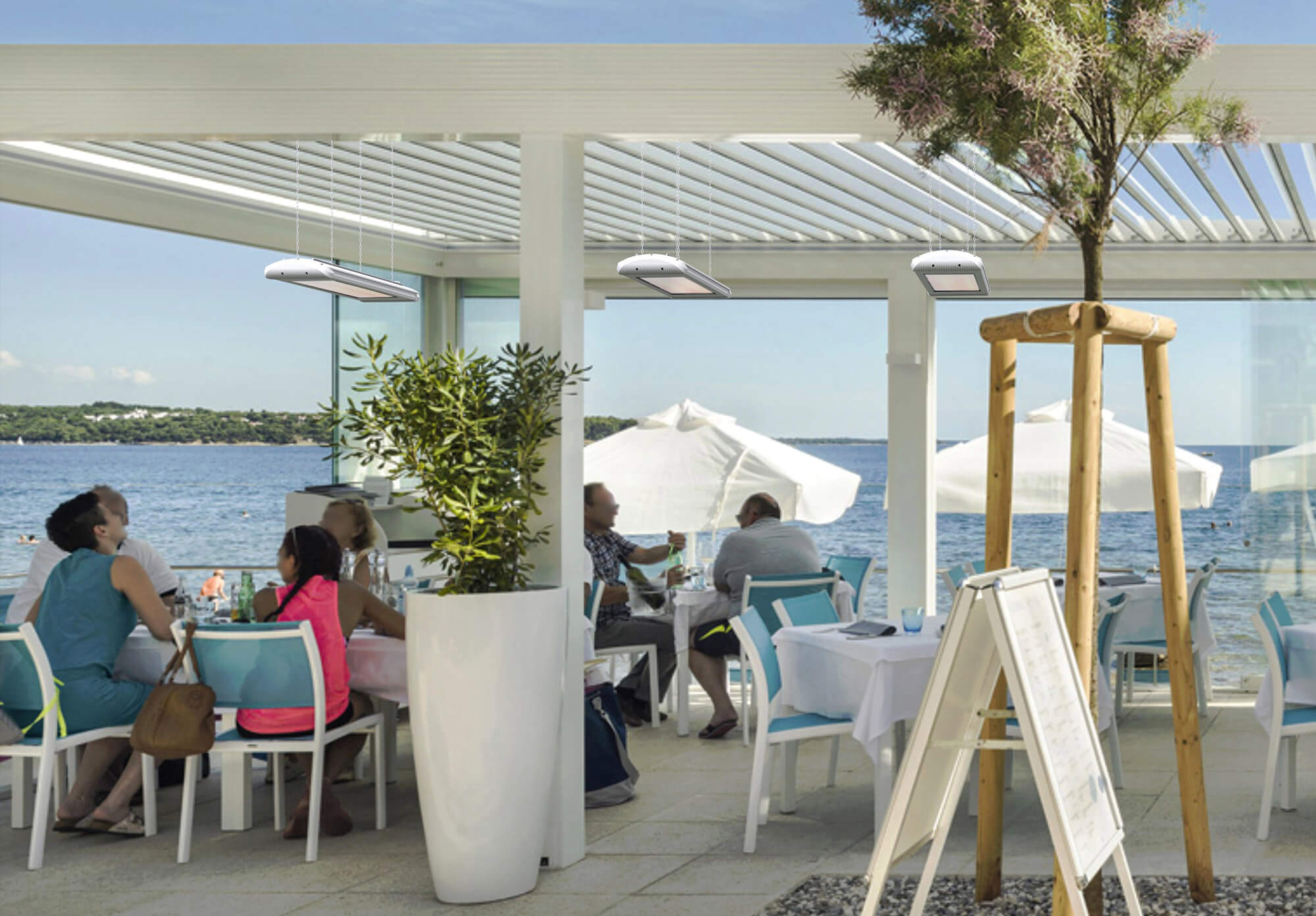 Stufa Elettrica ad Infrarossi 93x25x7,5 cm da Parete 2400W Moel Aaren Bianco