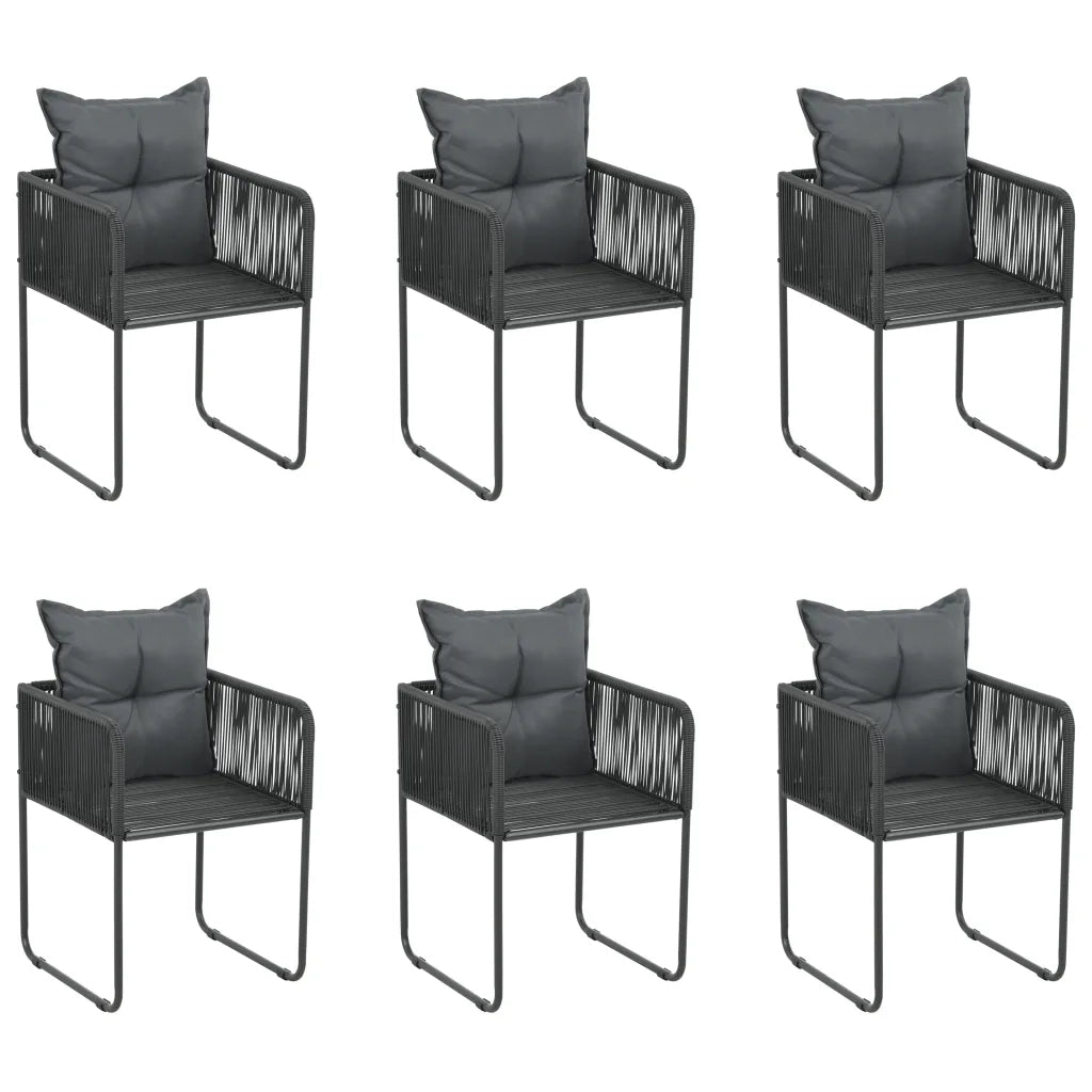 Sedie da Esterni 6 pz con Cuscini in Polyrattan Nere cod mxl 14768