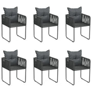 Sedie da Esterni 6 pz con Cuscini in Polyrattan Nere cod mxl 14768