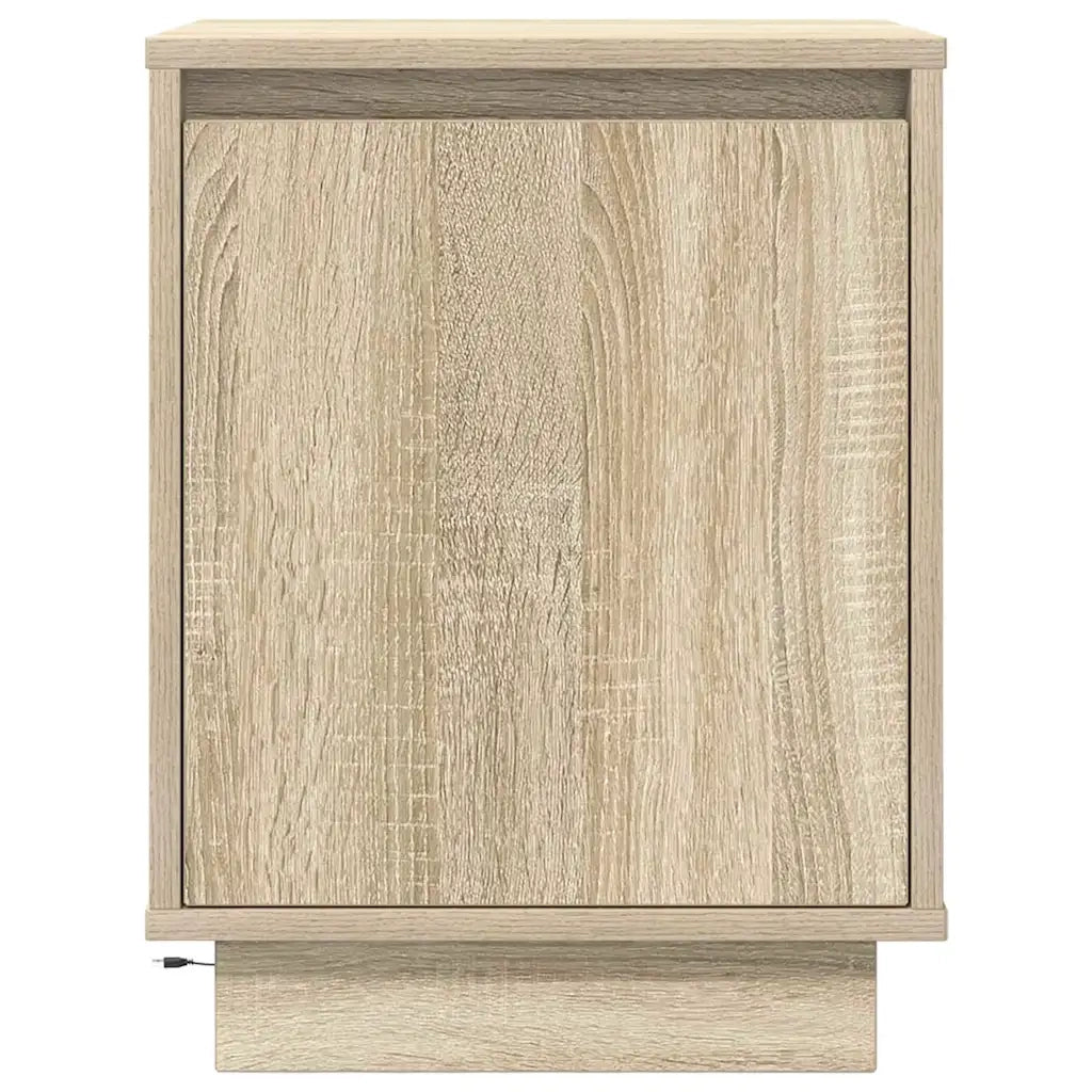 Set di 2 Comodini | Armadio da Notte | Mobiletto da notte con Luci a LED Rovere Sonoma 38x34x50 cm