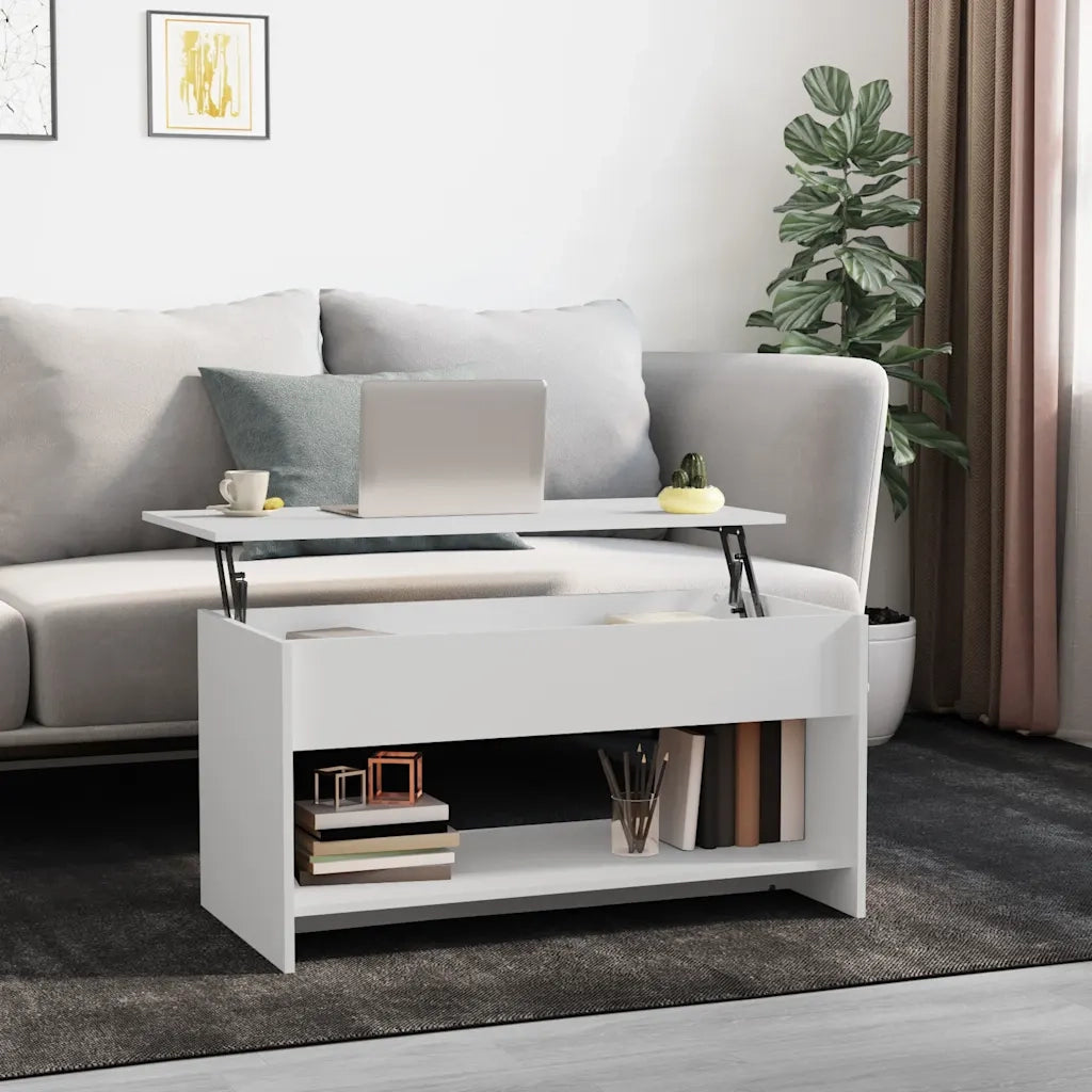 Tavolino da salotto | Tavolino da caff¨¨ | Tavolino da Soggiorno Bianco 102x50x52,5 cm in Legno Multistrato