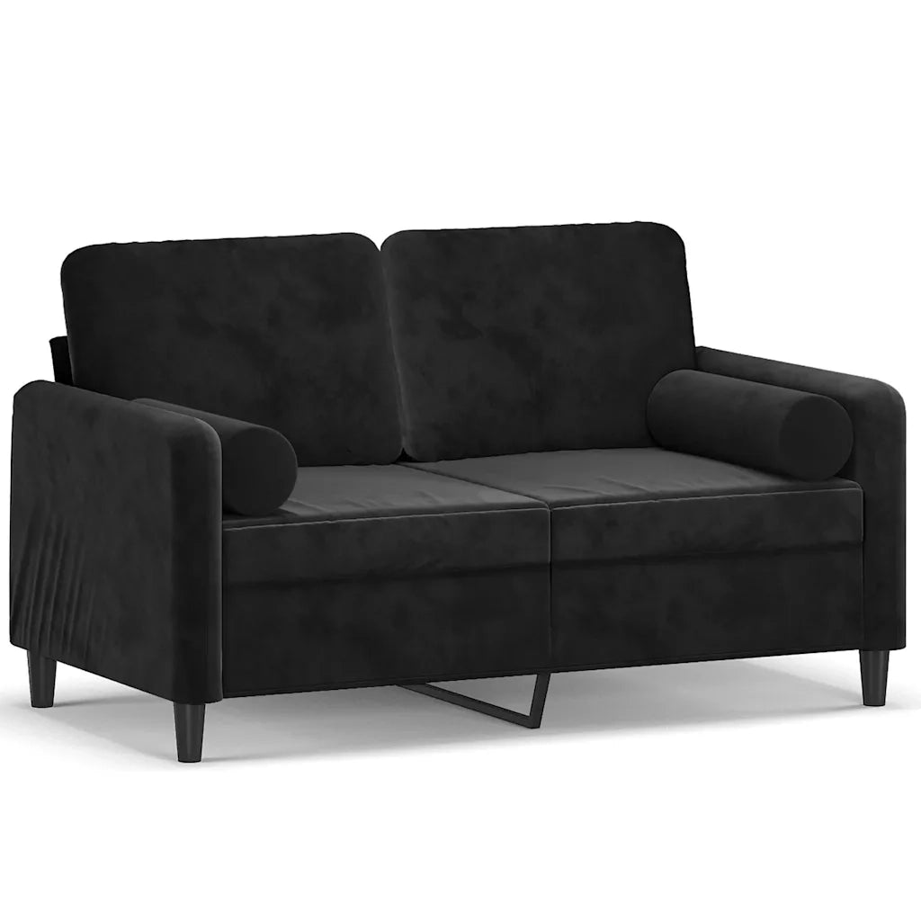 Divano | Divano da soggiorno | Sofa a 2 Posti con Cuscini Nero 120 cm in Velluto
