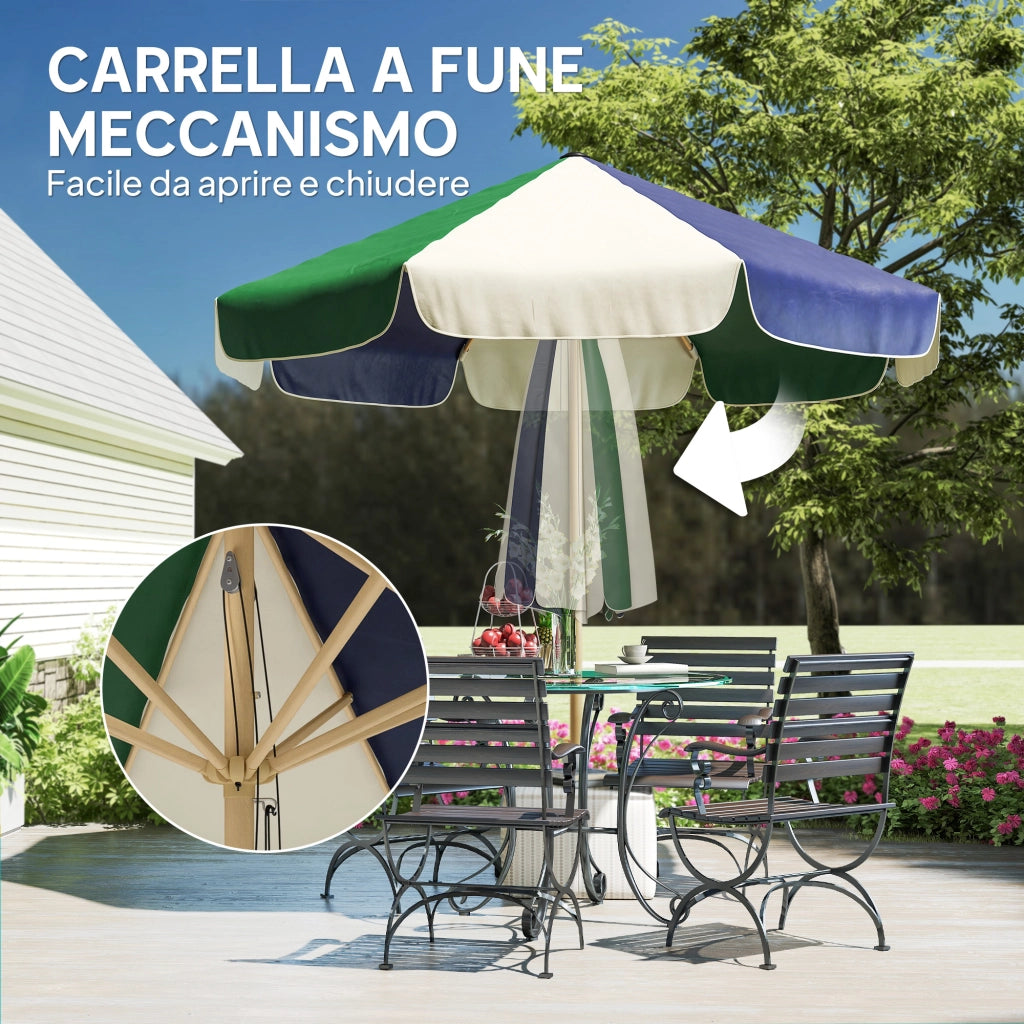 Ombrellone da Giardino ¨C zephmum ¨C Effetto Legno, Tettuccio a Blocchi, UV 30+