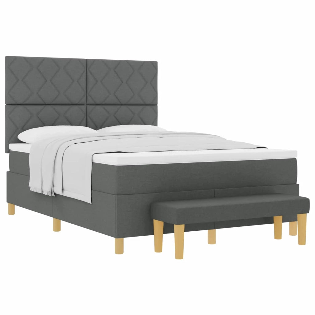 Letto a molle con materasso Grigio scuro 140 x 200 cm Tessuto 3344381