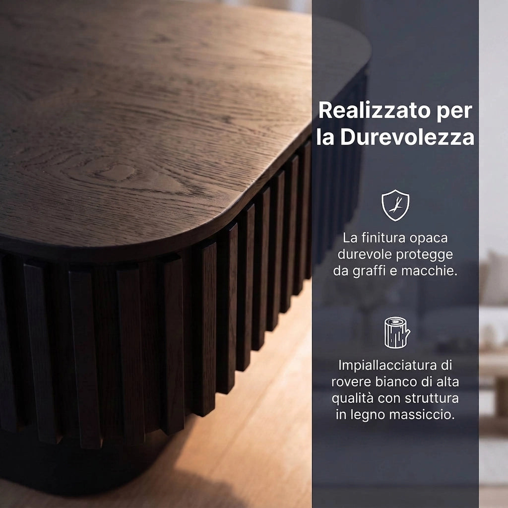 Tavolino da salotto 98 cm; coffee table with hidden storage e coperchio rimovibile; MDF e legno; nero