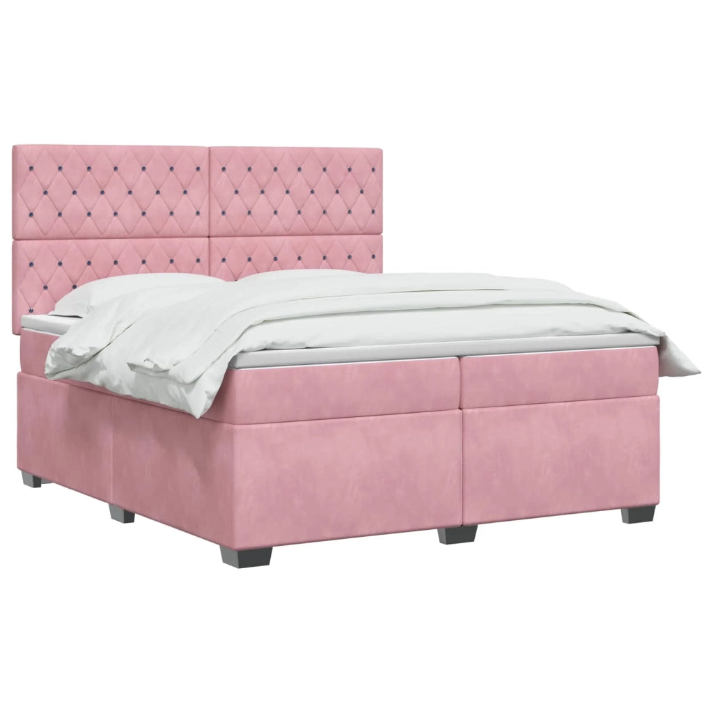 Letto box spring con materasso Rosa 200 x 200 cm Velluto 3455173