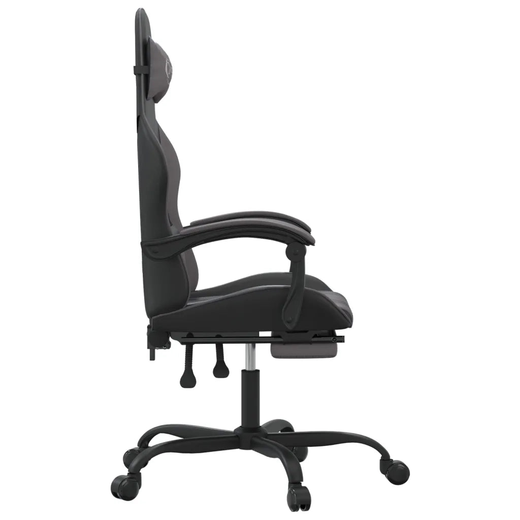 Sedia da Gaming con Poggiapiedi Nero e Grigio in Similpelle 3143906