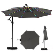Ombrello a braccio con luci LED regolazione facile dell'inclinazione, Ombrello sospeso solare con base Grigio-Ombrelloni