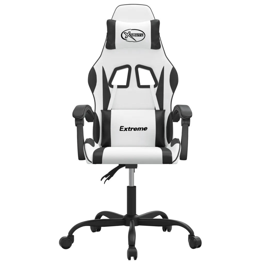 vidaXL Sedia da Gaming Girevole Bianco e Nero in Similpelle