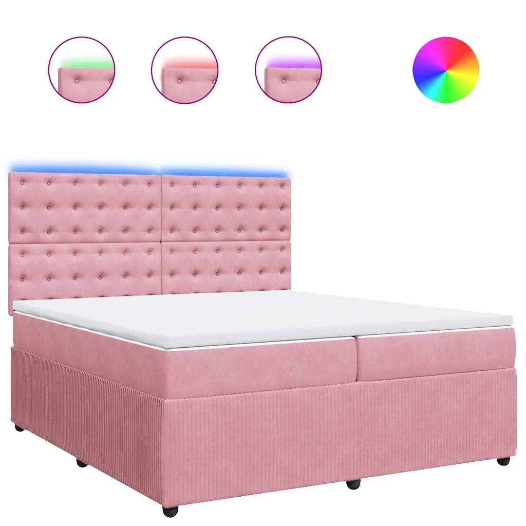 Giroletto a Molle con Materasso Rosa 200x200 cm in Velluto 3294747