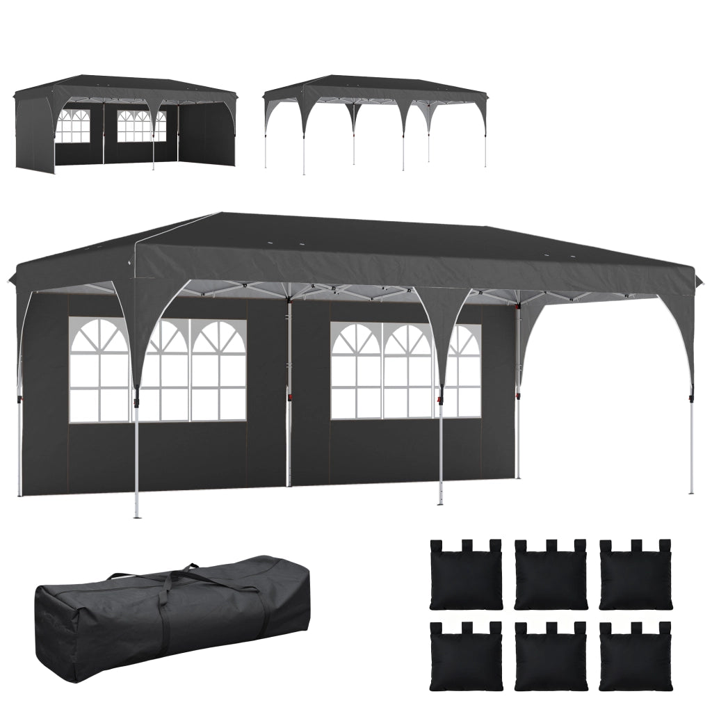 Tenda da Giardino Pieghevole ¨C Zephmum ¨C Grigio Scuro 6x3 m