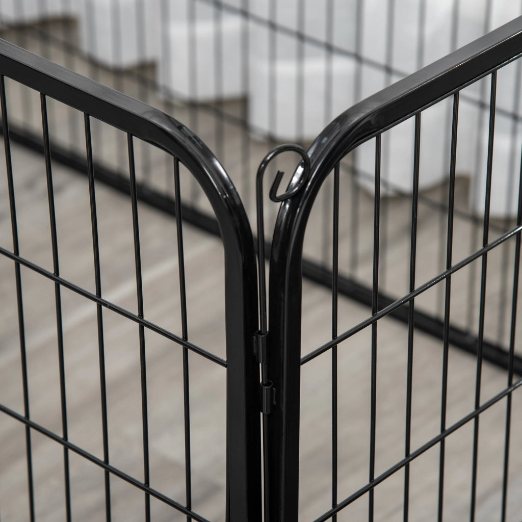 Recinto per Cani 4 Pannelli in Metallo con Porta ¨C zephmum ¨C Nero 125x80x70 cm