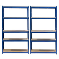 Set 2x Scaffali a incastro per carichi pesanti Blu 100x60x200cm 5 ripiani 200kg/piano