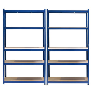 Set 2x Scaffali a incastro per carichi pesanti Blu 100x60x200cm 5 ripiani 200kg/piano