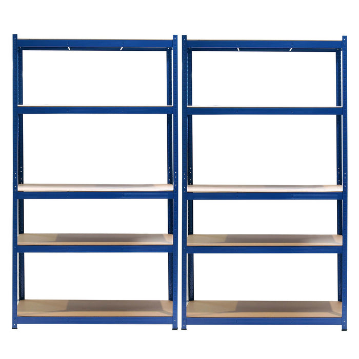 Set 2x Scaffali a incastro per carichi pesanti Blu 100x60x200cm 5 ripiani 200kg/piano
