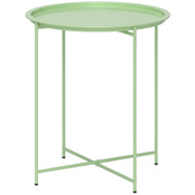 Tavolino da giardino; tavolino da esterno rotondo in acciaio con vassoio rimovibile; design pieghevole; tavolo da patio; verde