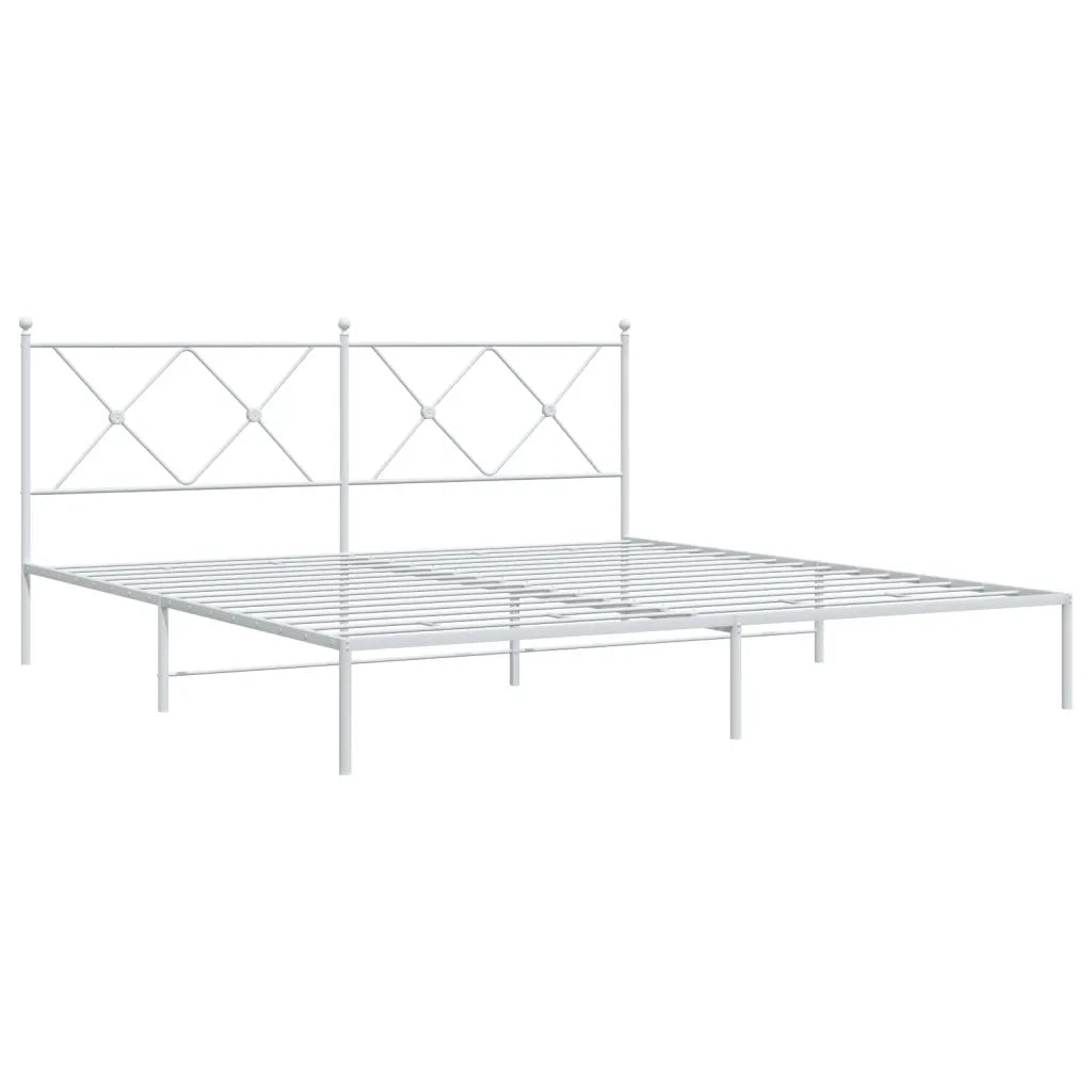 Giroletto con Testiera-Struttura Letto con testiera Metallo Bianco 180x200 cm 660018
