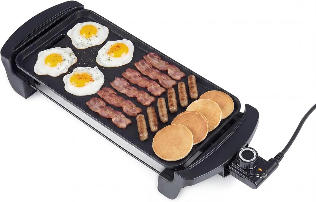 Piastra Elettrica per Grigliare con Rivestimento Antiaderente
Barbecue Elettrico con Temperatura Regolabile, Vassoio Raccogli-grasso e Manici Freddi, per Interno ed Esterno (1600W)