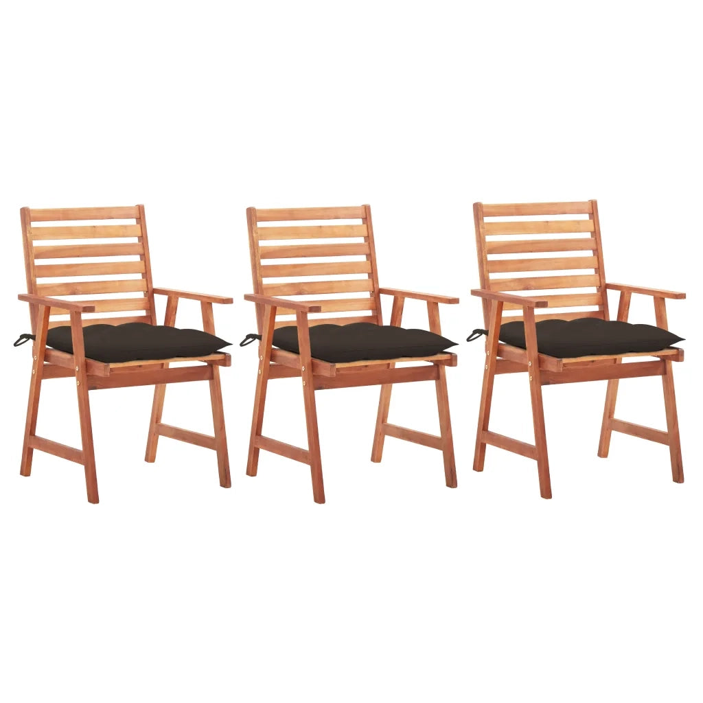Sedie da Pranzo da Esterni con Cuscini 3 pz Massello di Acacia cod mxl 13554