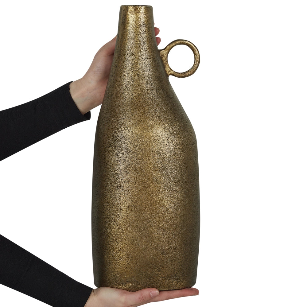 Vaso decorativo in metallo alluminio con finitura ottone 46 cm decorazione casa accessorio