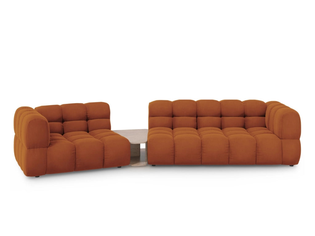 Cosmopolitan Design - Divano modulare sinistro "Sky" 3 posti in velluto terracotta 