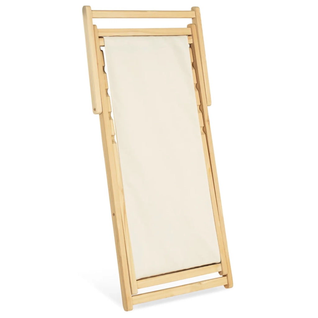 IDMarket - Set di 2 lettini pieghevoli in legno tela chilienne ecrù