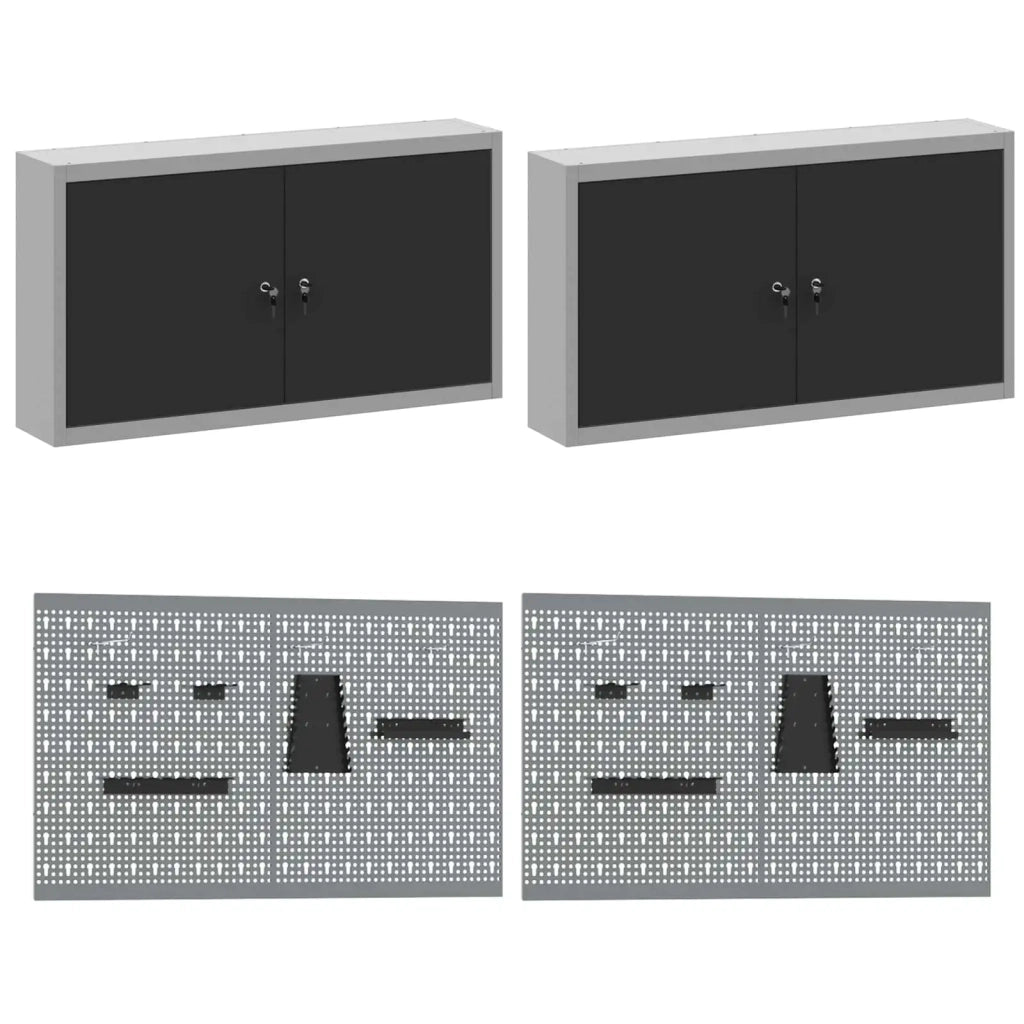 Mobile da lavoro 10 pcs Nero Legno ingegnerizzato e acciaio 3321470