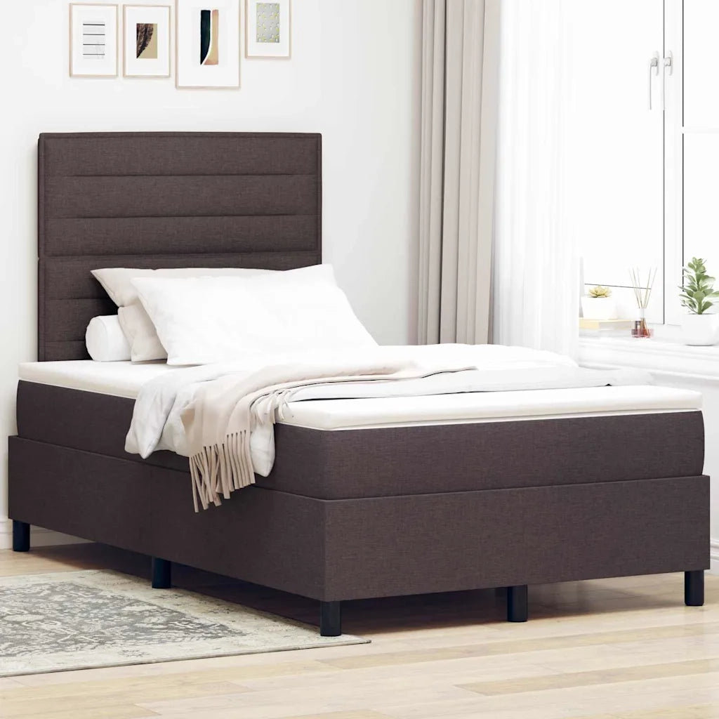 Letto a molle con materasso Marrone Scuro 120 x 200 cm Tessuto 3339304