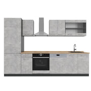 Cucina componibile R-Line Calcestruzzo/Antracite 300 cm senza piano di lavoro Vicco