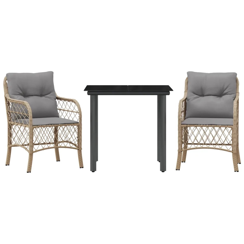 Set da BistrÃ² 3 pz con Cuscini Beige Misto in Polyrattancod mxl 111200