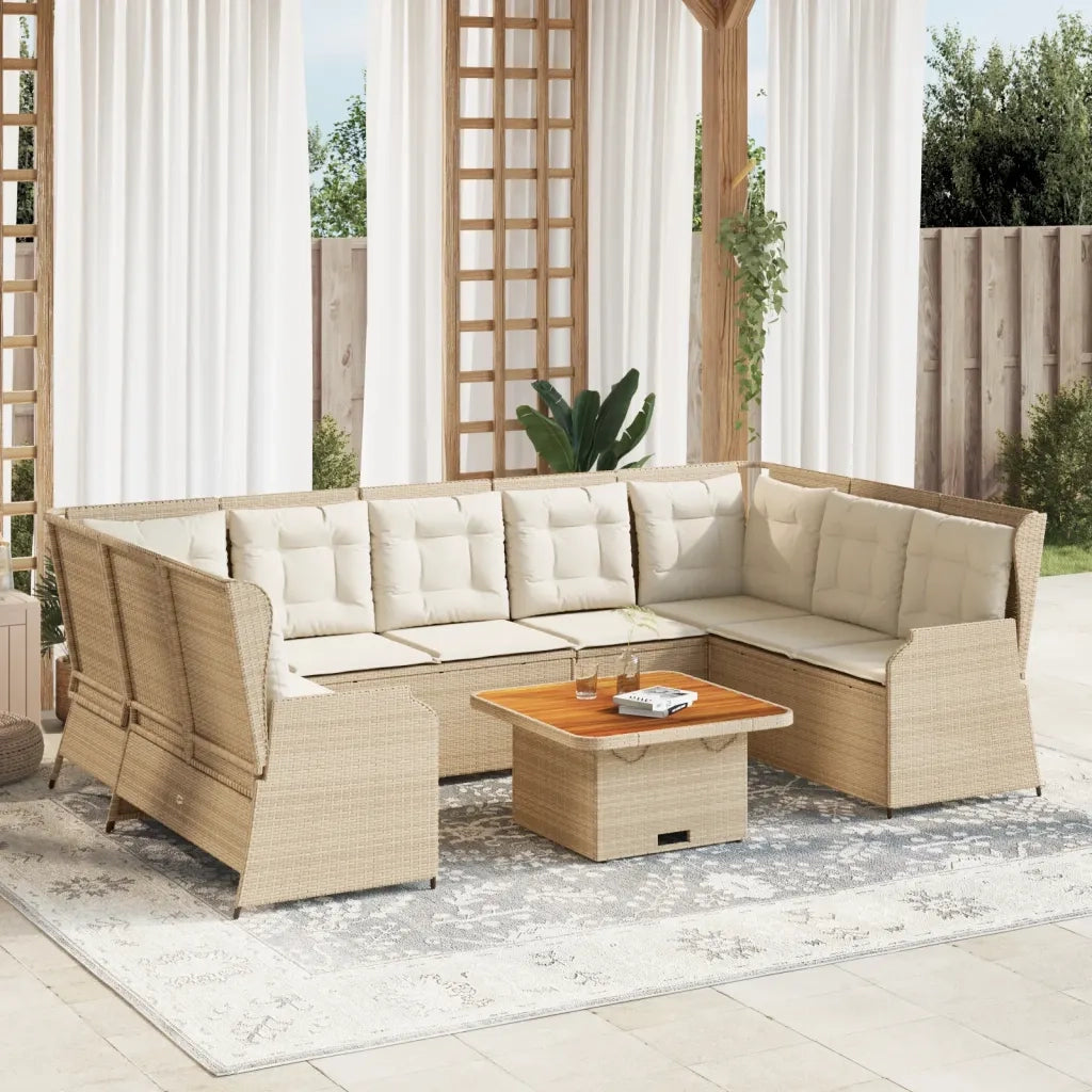 vidaXL Set Divani da Giardino 7 pz con Cuscini in Polyrattan Beige