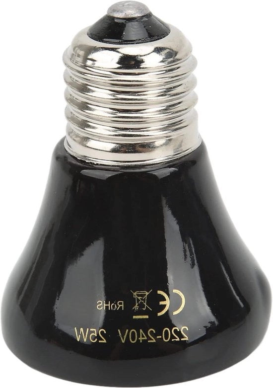 Mini Lampada a Infrarosso per Tartarughe - 220V-240V - Articoli per Reptili - 25W Nero