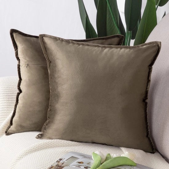 Set di 2 coprisacco con imbottitura di flanella decorativa Stile lussuoso per coprire cuscini per divano per camera da letto Mocha 40x40 cm Quadrato