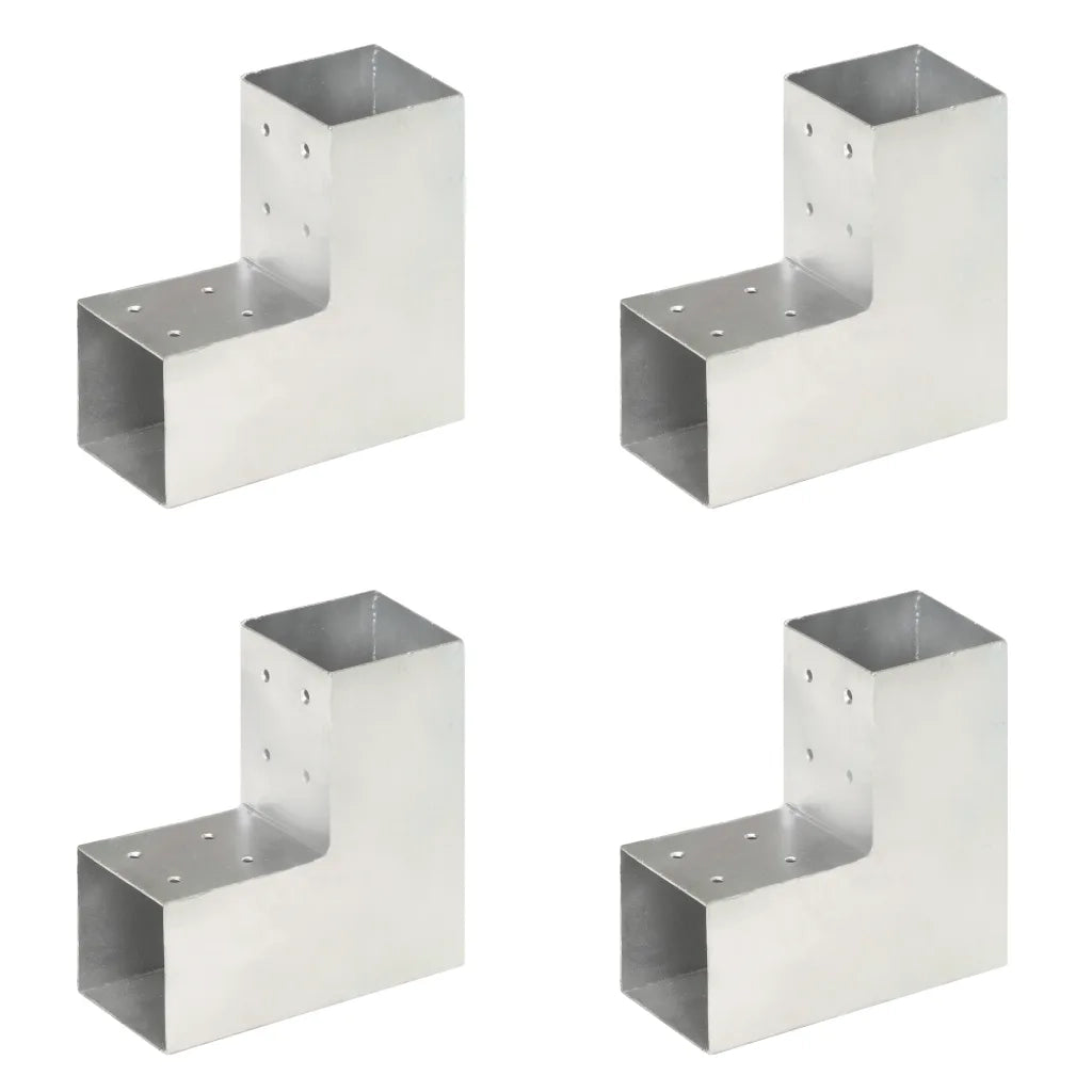Connettori per Pali a Forma di L 4 pz Metallo Zincato 81x81 mm cod mxl 56354