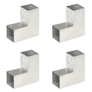 Connettori per Pali a Forma di L 4 pz Metallo Zincato 81x81 mm cod mxl 56354