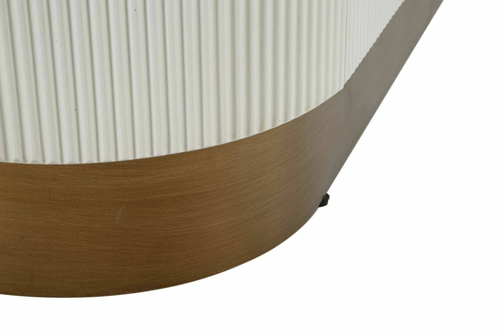 Credenza Ferrule, Buffet da soggiorno, Madia da salotto, Dispensa da cucina, 121x41 h90 cm, Bianco e Marrone