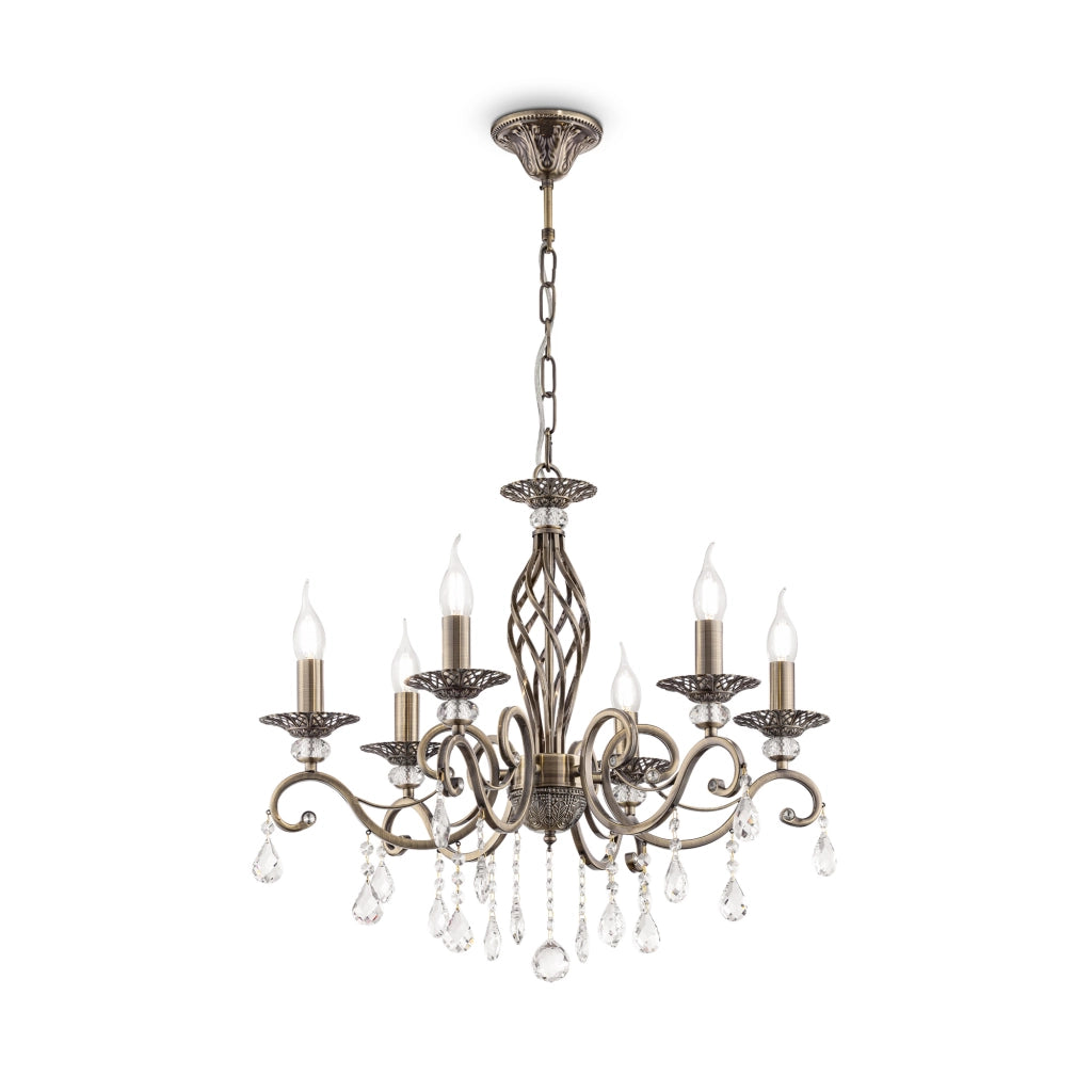 Maytoni Lampadario Classico Grace 6 luci E14 ottone metallo cristallo